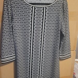 Max Studio Monochrome Geometric Long Sleeve Dress